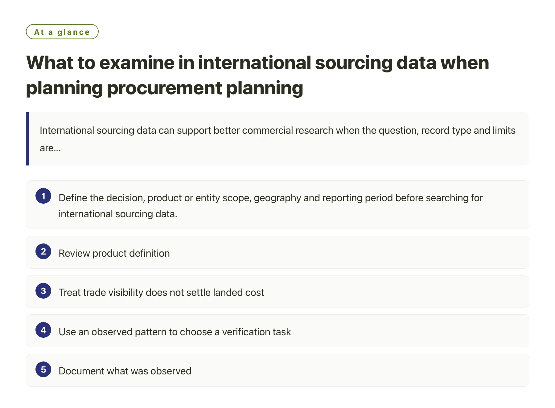 What to examine in international sourcing data when planning procurement planning——全文要点速览